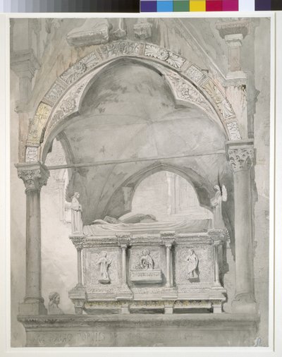 Study for Detail of the Sarcophagus and Canopy of the Tomb of Mastino II della Scala at Verona by John Ruskin